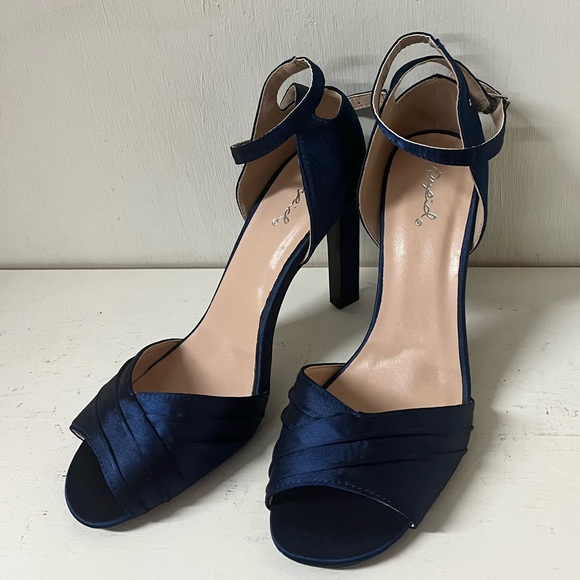 Blue Satin Dress Heels - Picture 2 of 6